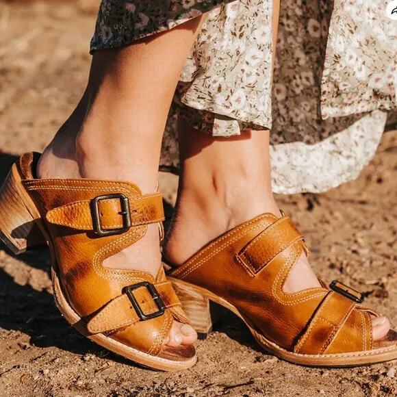 Freebird Caprice Leather Buckle Sandals Tan Size 10