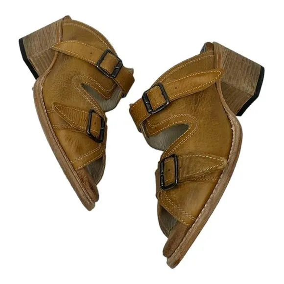 Freebird Caprice Leather Buckle Sandals Tan Size 10