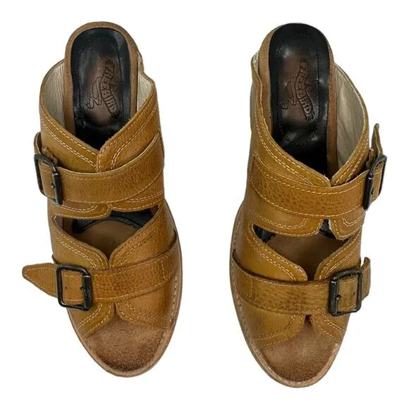 Freebird Caprice Leather Buckle Sandals Tan Size 10