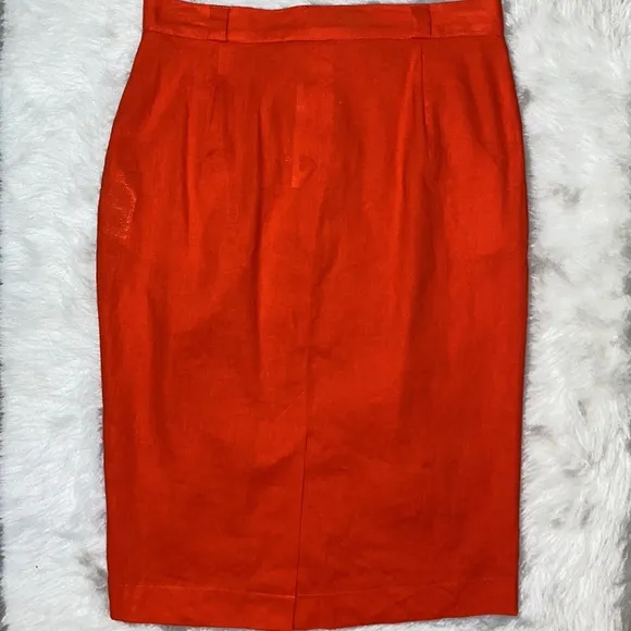 FRENCH CONNECTION LAGUNA LINEN PENCIL SKIRT-HAVANA RED NWT