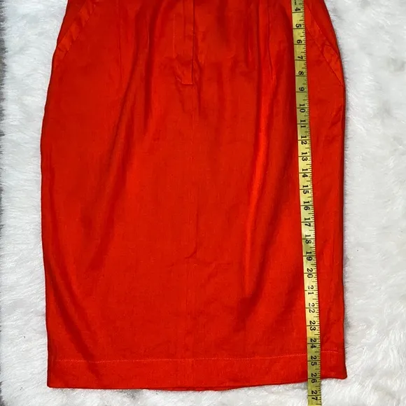 FRENCH CONNECTION LAGUNA LINEN PENCIL SKIRT-HAVANA RED NWT