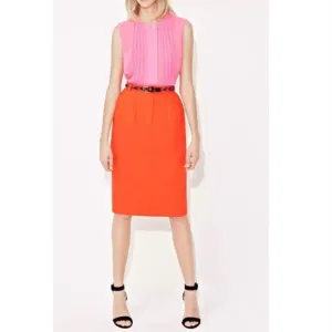 FRENCH CONNECTION LAGUNA LINEN PENCIL SKIRT-HAVANA RED NWT