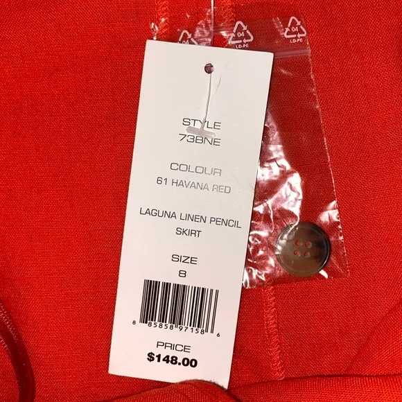 FRENCH CONNECTION LAGUNA LINEN PENCIL SKIRT-HAVANA RED NWT