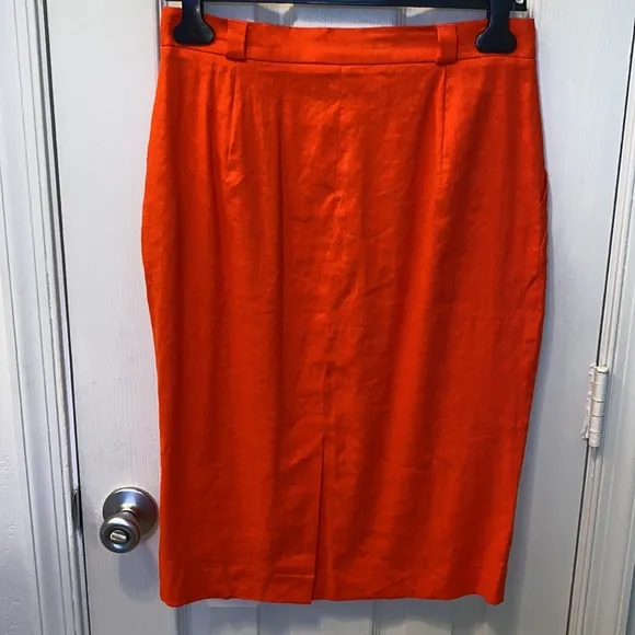 FRENCH CONNECTION LAGUNA LINEN PENCIL SKIRT-HAVANA RED NWT