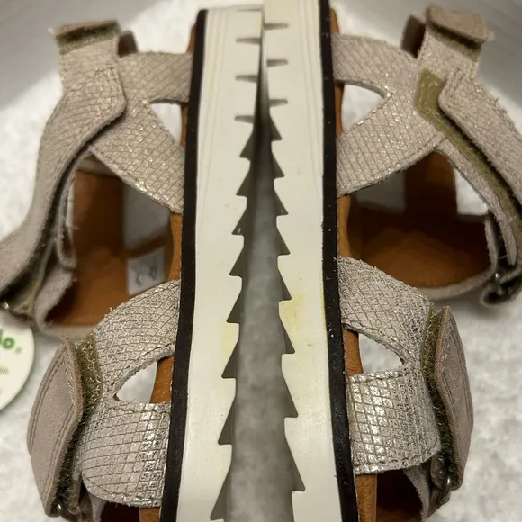 Froddo Kids Girls Sandals - Metallic Gold 3 Strap Adjustable Size EU 34 US 3 NWT