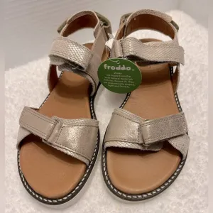 Froddo Kids Girls Sandals - Metallic Gold 3 Strap Adjustable Size EU 34 US 3 NWT
