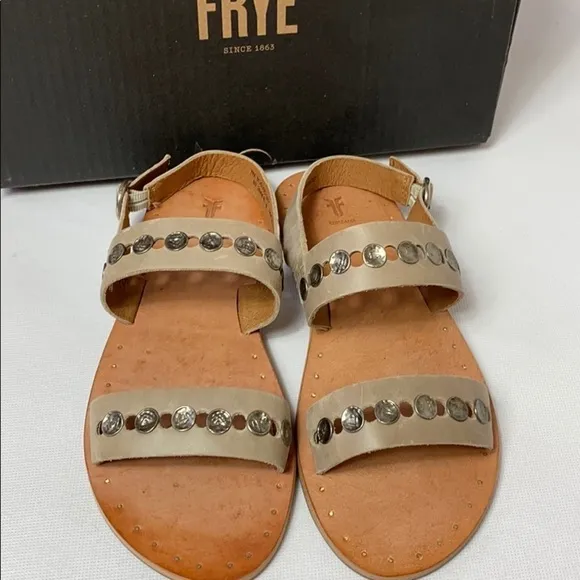 Frye Ally 2 band hammered disk sling sandals gray size 7