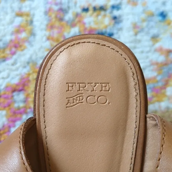 Frye &amp; Co. Leiah Leather Strappy Open Toe Jute Wrapped Block Heel Sandals Tan 10
