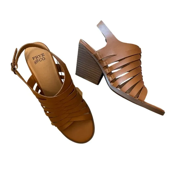 FRYE AND CO Galia Heeled Sandals Tan Size 6.5 NEW