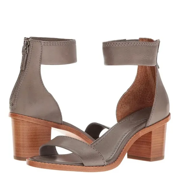 Frye Brielle Charcoal Grey Wooden Ankle Sandals