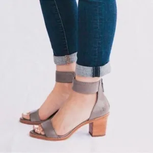 Frye Brielle Charcoal Grey Wooden Ankle Sandals