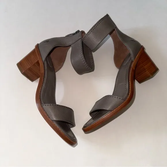 Frye Brielle Charcoal Grey Wooden Ankle Sandals