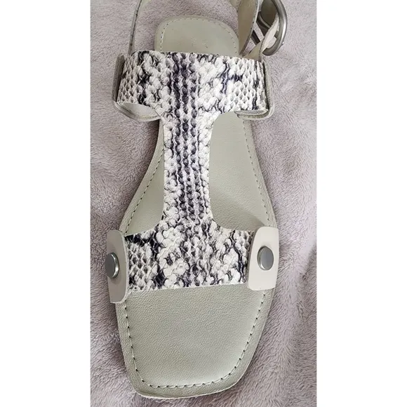 FRYE FELIX Sling Sandals Leather Black &amp; Cream Snakeprint Size 9M