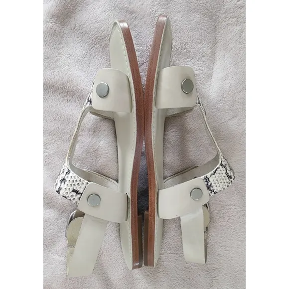 FRYE FELIX Sling Sandals Leather Black &amp; Cream Snakeprint Size 9M