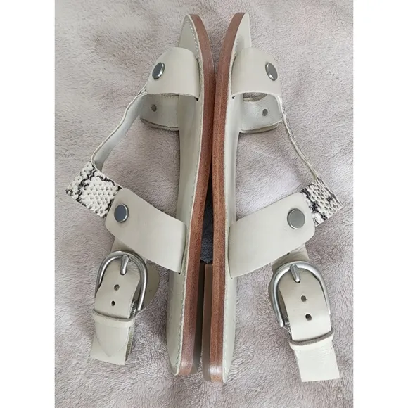 FRYE FELIX Sling Sandals Leather Black &amp; Cream Snakeprint Size 9M