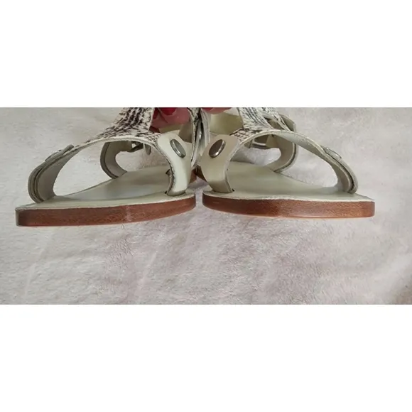FRYE FELIX Sling Sandals Leather Black &amp; Cream Snakeprint Size 9M