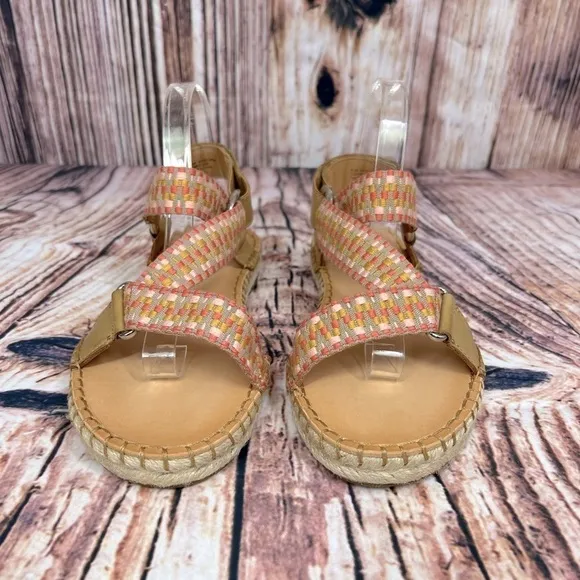 FRYE Kole Asymmetrical Strappy Sandals Peach Multi NIB Size 9.5