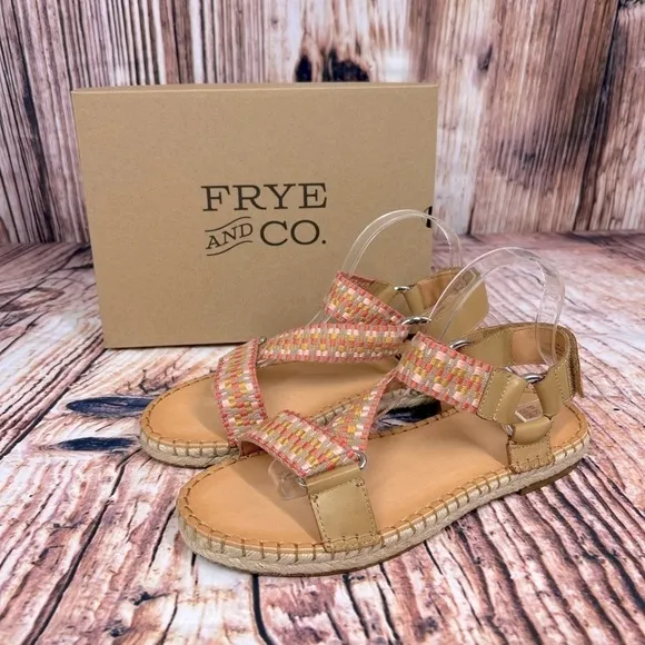 FRYE Kole Asymmetrical Strappy Sandals Peach Multi NIB Size 9.5