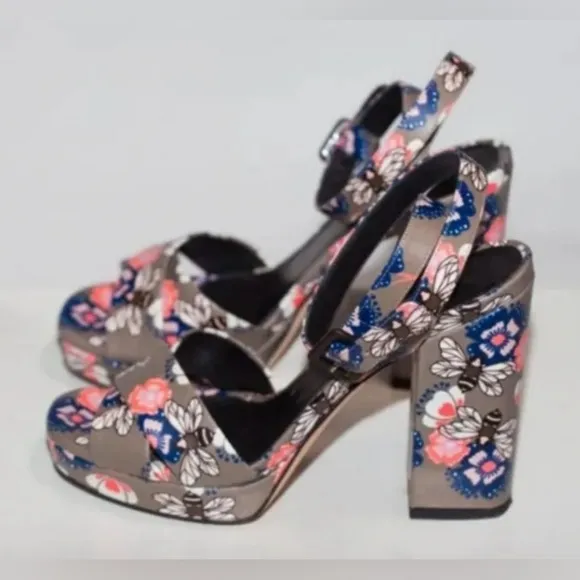 Furla Gioia Printed Leather Block Heeled Sandal - BNIB W/Dustbag &amp; Paperwork