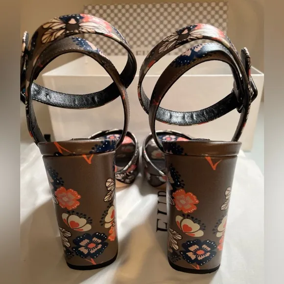 Furla Gioia Printed Leather Block Heeled Sandal - BNIB W/Dustbag &amp; Paperwork