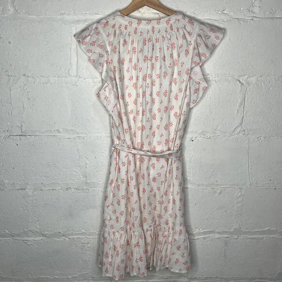 Gal Meets Glam Women's Linen Cotton Floral Block Print Della Shirt Dress Size 12