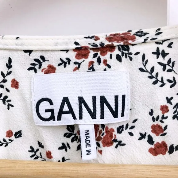 GANNI Printed Crepe Mini Dress