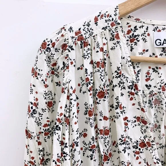 GANNI Printed Crepe Mini Dress