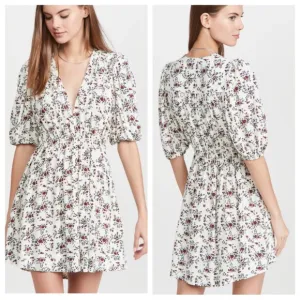 GANNI Printed Crepe Mini Dress