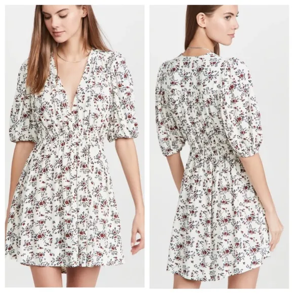 GANNI Printed Crepe Mini Dress