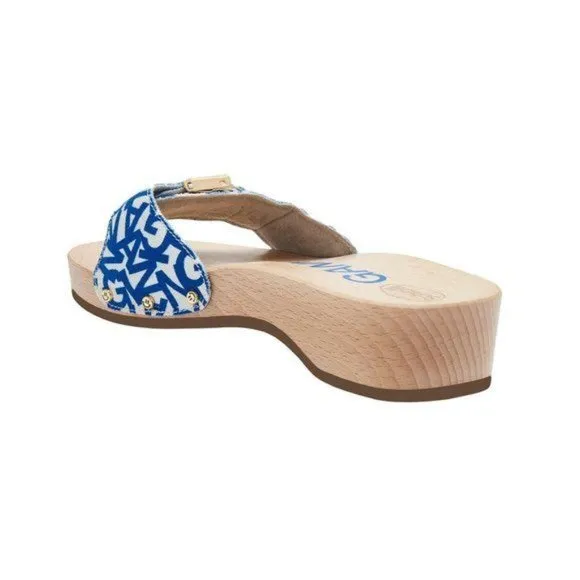 Ganni X Dr Scholl Pescura Wooden Clogs Sandals in Blue Size 9