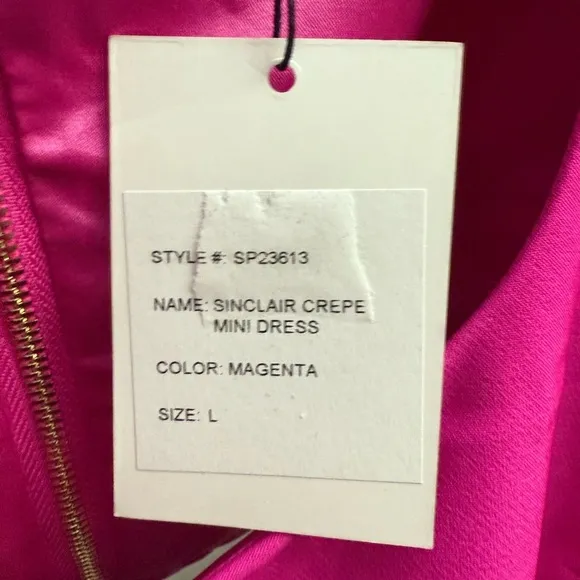 GENERATION LOVE SINCLAIR CREPE MINI DRESS MAGENTA L