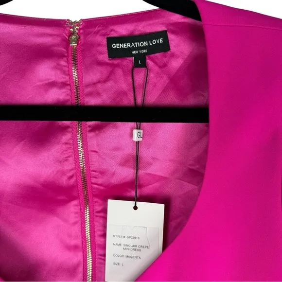 GENERATION LOVE SINCLAIR CREPE MINI DRESS MAGENTA L
