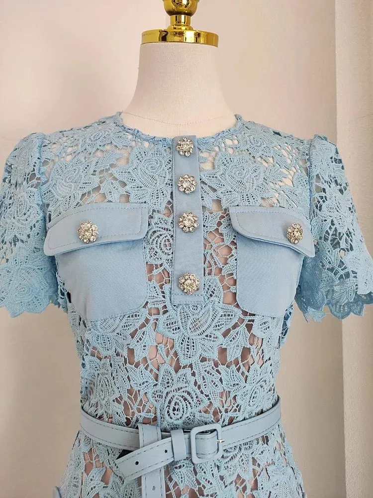 Genevia Lace Rhinestone Dress