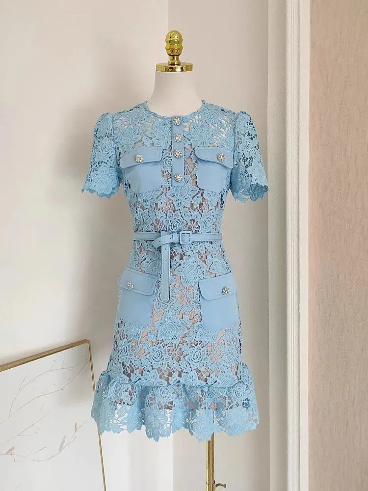 Genevia Lace Rhinestone Dress