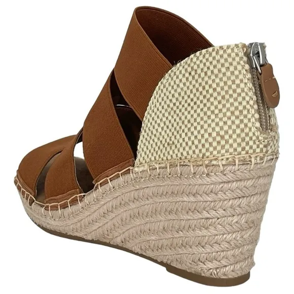 Gentle Souls Charli Cognac Elastic Womens Wedge Sandals Size 9.5M