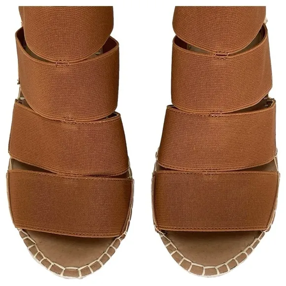 Gentle Souls Charli Cognac Elastic Womens Wedge Sandals Size 9.5M