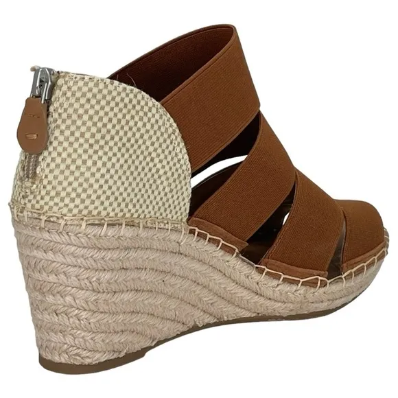 Gentle Souls Charli Cognac Elastic Womens Wedge Sandals Size 9.5M