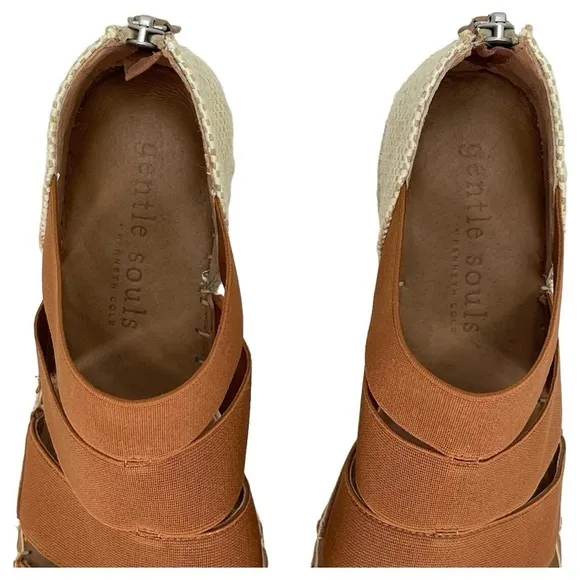 Gentle Souls Charli Cognac Elastic Womens Wedge Sandals Size 9.5M