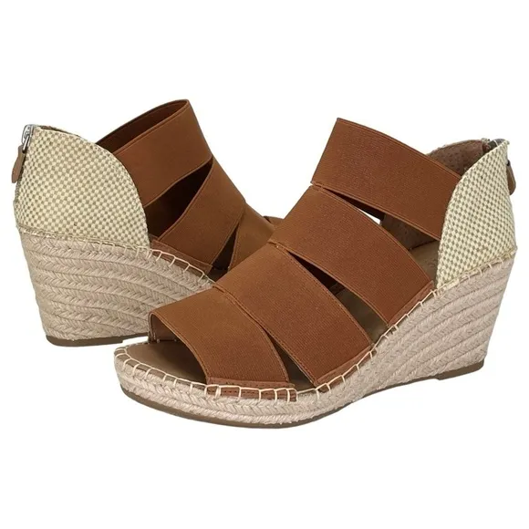 Gentle Souls Charli Cognac Elastic Womens Wedge Sandals Size 9.5M