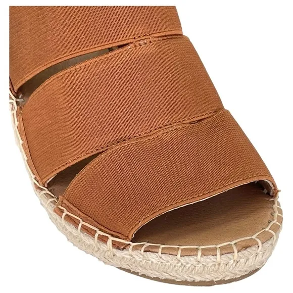 Gentle Souls Charli Cognac Elastic Womens Wedge Sandals Size 9M