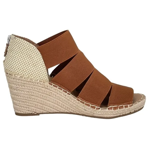 Gentle Souls Charli Cognac Elastic Womens Wedge Sandals Size 9M