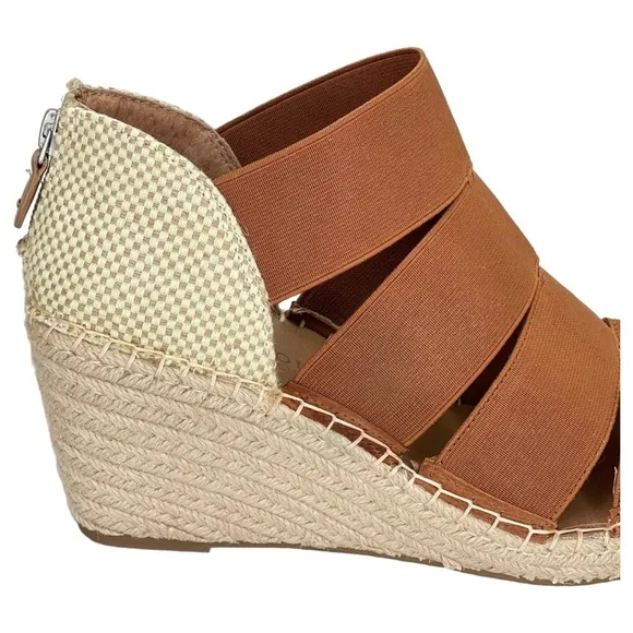Gentle Souls Charli Cognac Elastic Womens Wedge Sandals Size 9M