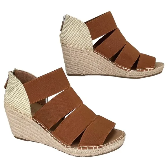 Gentle Souls Charli Cognac Elastic Womens Wedge Sandals Size 9M
