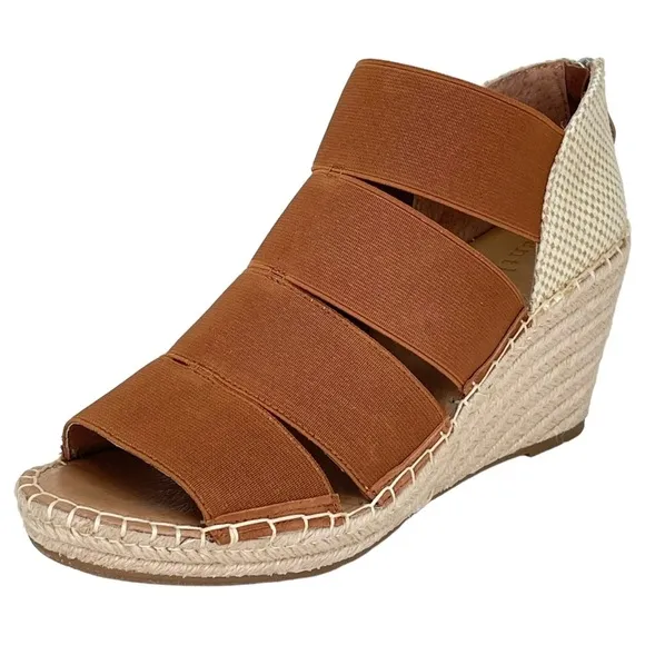 Gentle Souls Charli Cognac Elastic Womens Wedge Sandals Size 9M