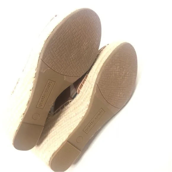 Gentle Souls Charli Four Elastic Wedge Sandals New