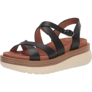 Gentle Souls Women's Rebha Crossover Strap Platform Sandals, Black Size 8M