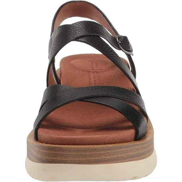 Gentle Souls Women's Rebha Crossover Strap Platform Sandals, Black Size 8M