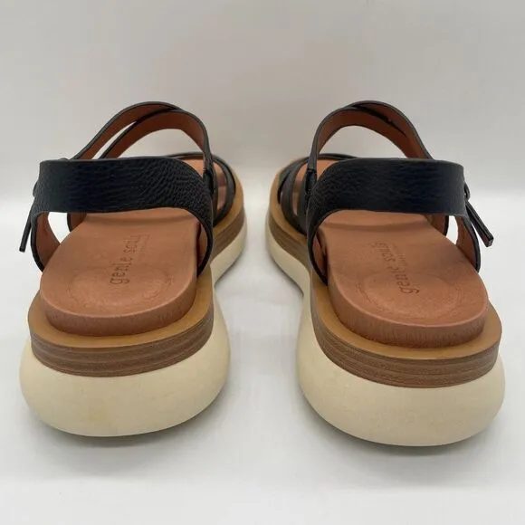 Gentle Souls Kenneth Cole Rebha Black Leather Strappy Sandals Sz 8.5 Platform