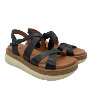 Gentle Souls Kenneth Cole Rebha Black Leather Strappy Sandals Sz 8.5 Platform