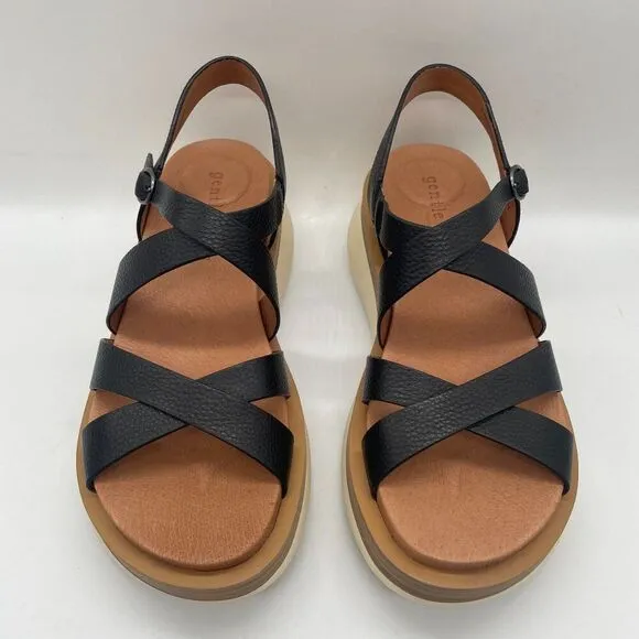 Gentle Souls Kenneth Cole Rebha Black Leather Strappy Sandals Sz 8.5 Platform